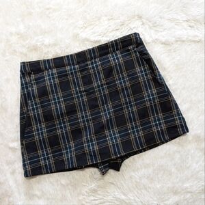 F21 Plaid Skort with Pockets - Blue/Green/Yellow/White